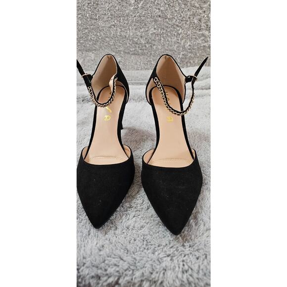 New UNISA Black D'Orsay Ankle Chain Strap Heels Closed Toe 3" stiletto Sz 10 M - Picture 2 of 6